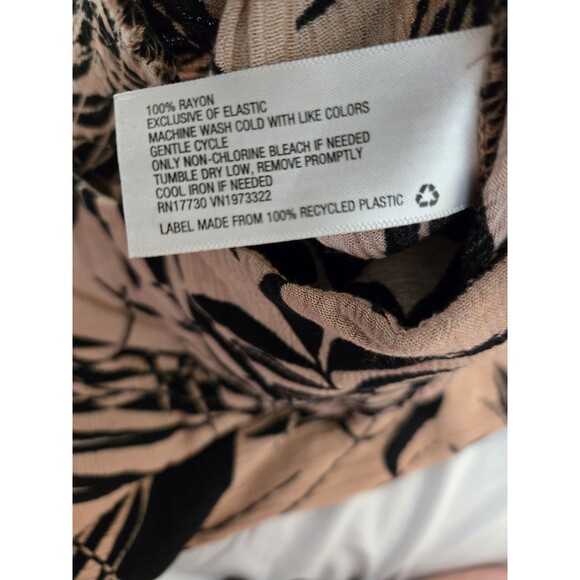 ​Wild Fable S Tropical Print Pants Smocked Waist Black Tan Harem Boho Womens - Picture 7 of 8